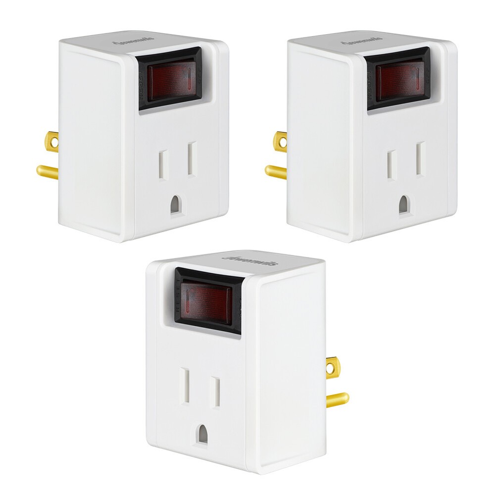 DEWENWILS 3 Pack Electrical Plug Outlet Switch Grounded Port Power Adapter