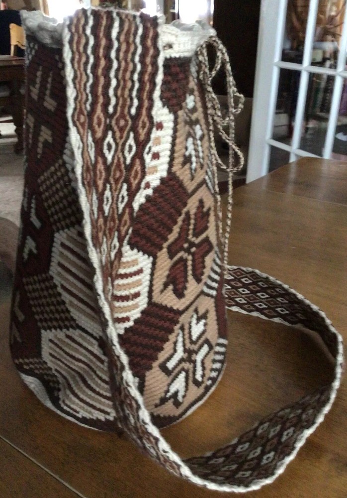 Vtg. Boho Woven Shoulder Purse, Brown