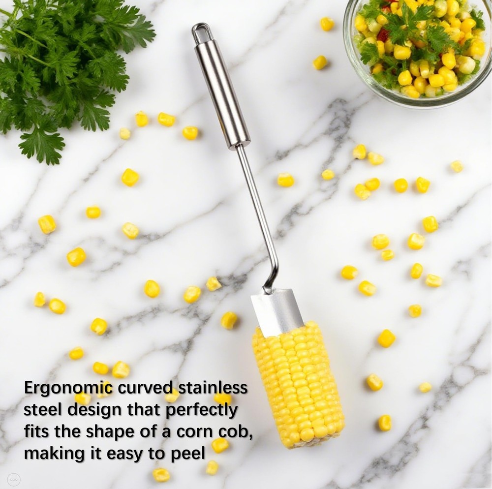 NEW Long Handle Stainless Steel Corn Stripping Tool StripChef Silver