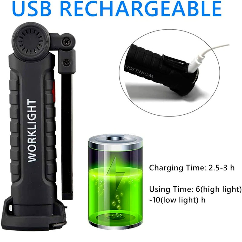 Rechargeable LED COB Work Light Mechanic Flashlight Lamp Bright