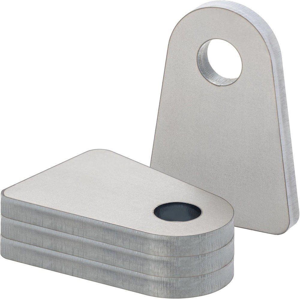 Weld Tabs, 1/2" Hole Tabs, shock mount Tab, tabs 1/4 thick 4 pcs  4 Pcs Silver