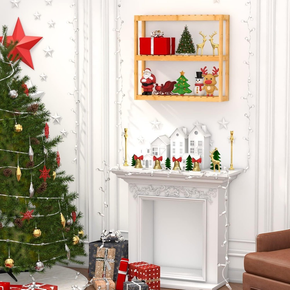 Bamboo Bathroom Shelf 3-Tier Wall-Mounted Storage Rack