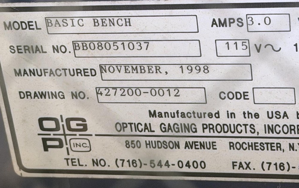 Optical Gaging Products OGP Basic Bench 14" Optical Comparator Bench Top 115V