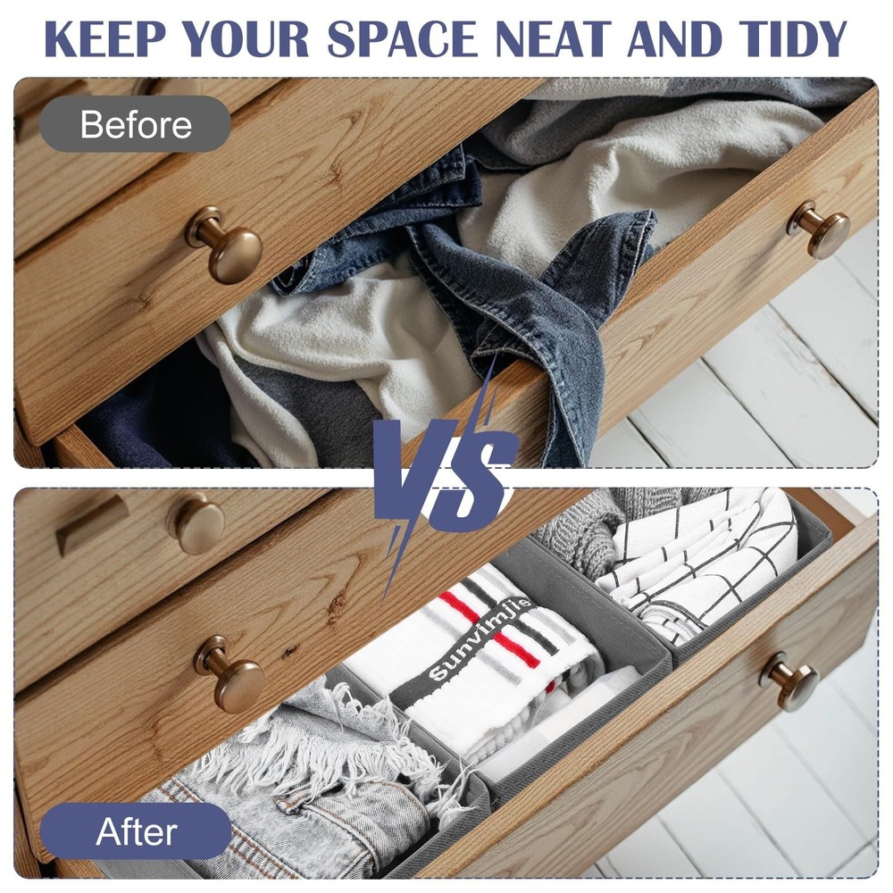 9-Pack Foldable Drawer Organizers Foldable Storage Bins – Clothing Drawer