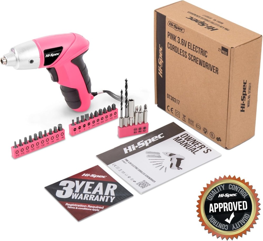 Lightweight 3.6V Electric Screwdriver with 26 Bits - Ideal for Small Projects