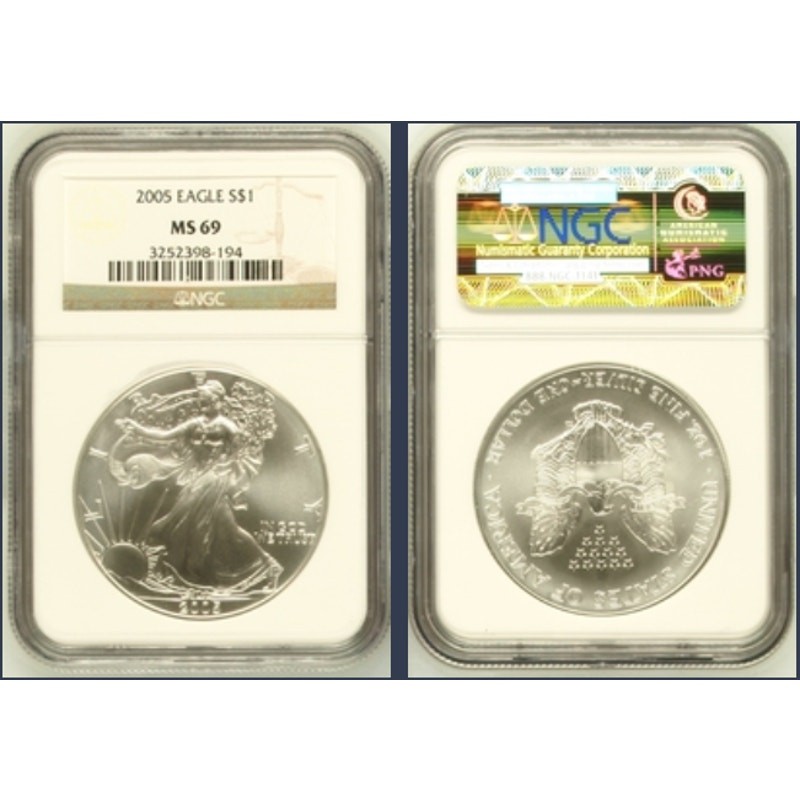 2005 ~ 1oz Silver Eagle ~ NGC MS9