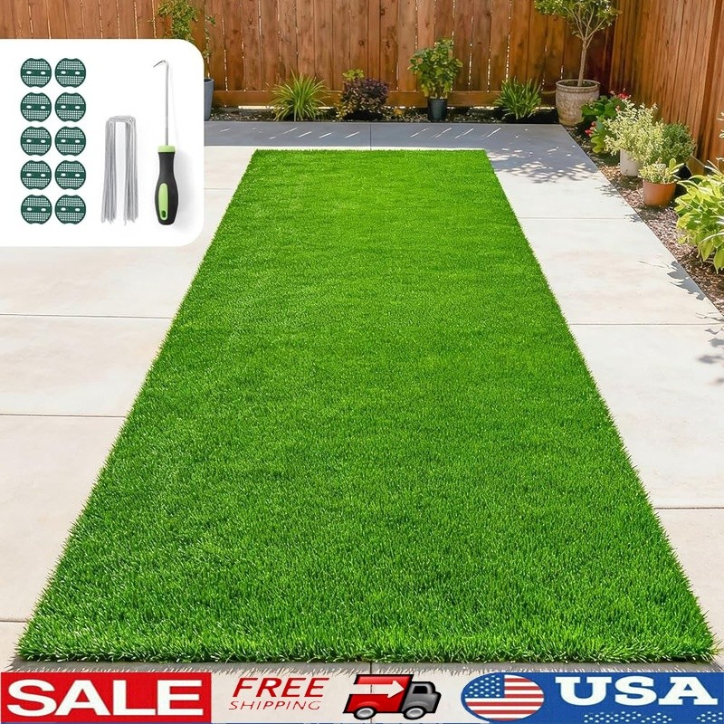 Durable Artificial Grass Turf UV Resistant Easy Drainage Soft Surface Pets New
