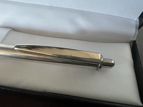 Red Ballpoint Pen Solid 925 Silver Satin Glossy Profiles Click Button 21