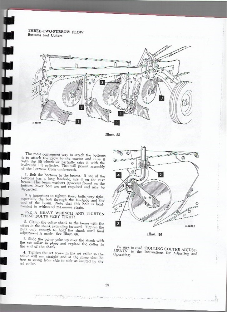 IH International 60 Plow Owners Operators Manual