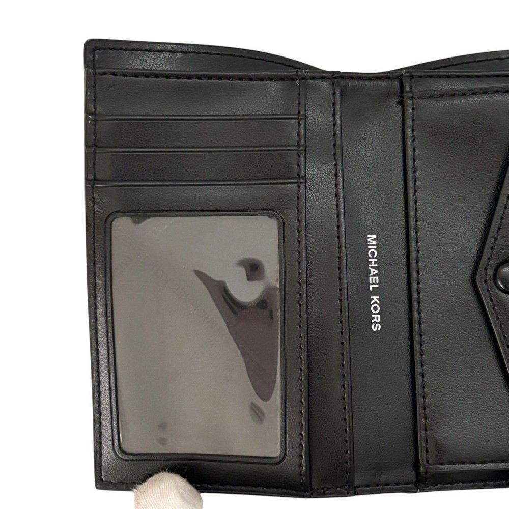 MICHAEL KORS Medium Wallet Black Leather Logo Used
