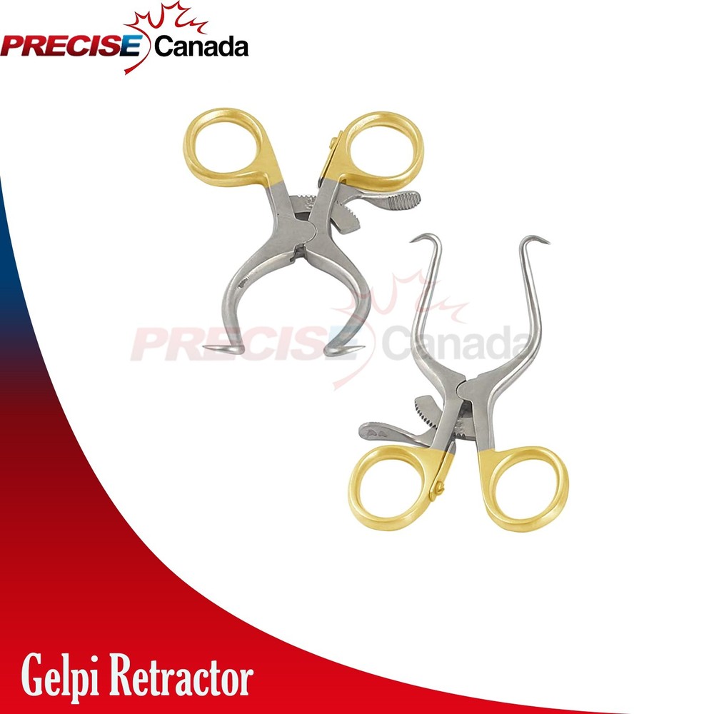 2 Pcs Gelpi Retractors 3.5" Sharp Points Surgical Veterinary Gold Handle