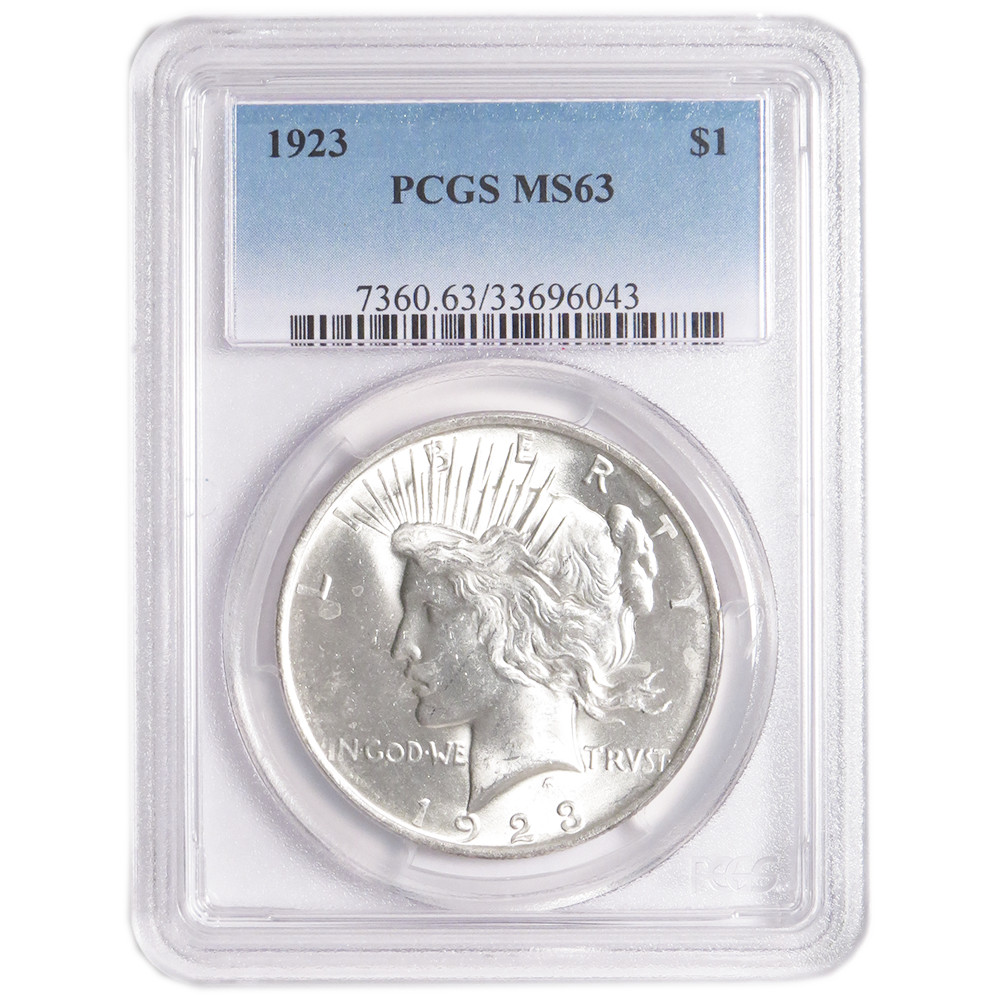 1923 $1 Peace Silver Dollar PCGS MS63