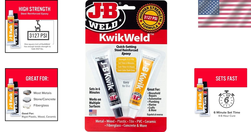 2 oz KwikWeld Quick Setting Epoxy - Strong, Paintable & Sandable Repair Solution