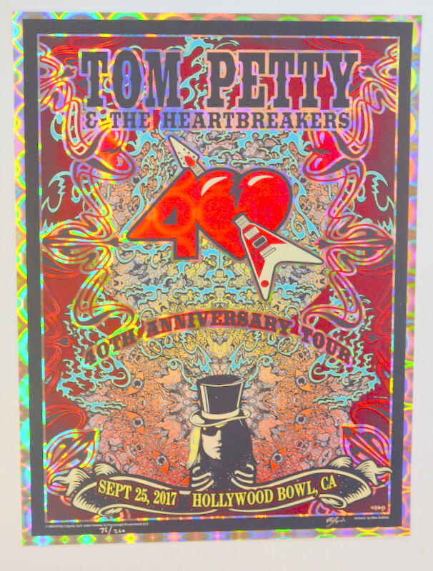 TOM PETTY HEARTBREAKERS - FINAL SHOW - LICENSED - HOLLYWOOD 2017 - FOIL - POSTER
