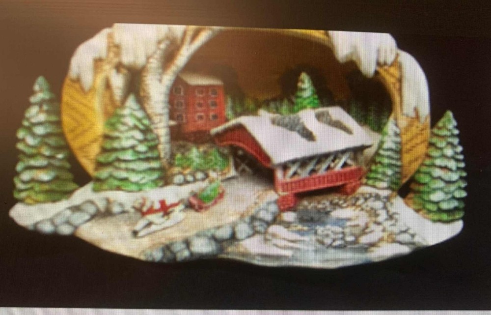 Covered Bridge Scene w/light kit ceramic bisque to paint