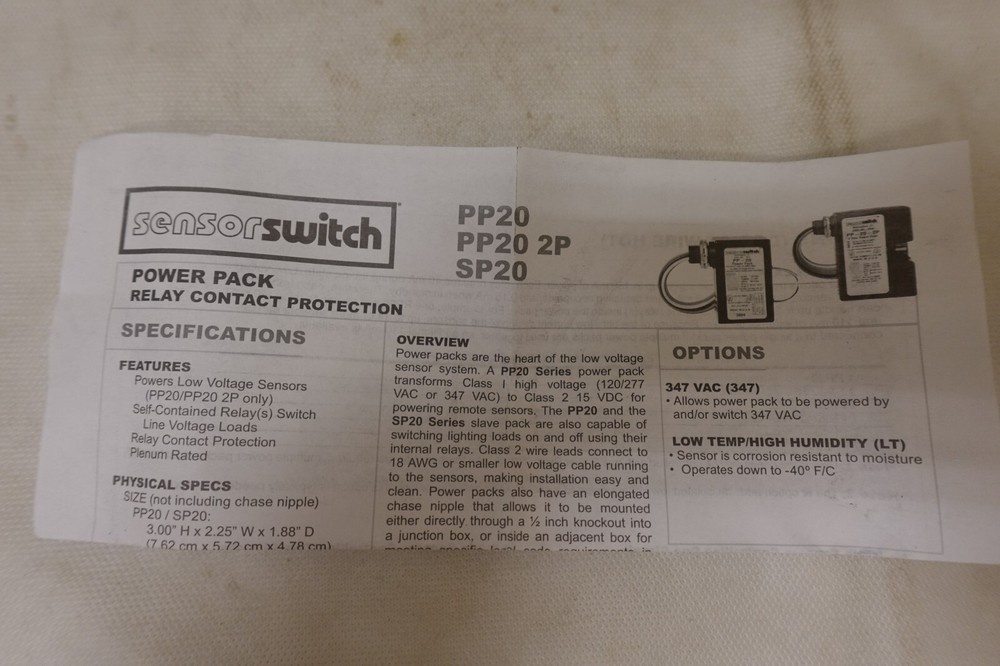 ACUITY - SENSOR SWITCH SP20 Power Pack, For Occupancy Sensor 6EZZ3