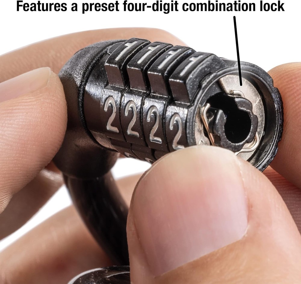 Master Lock Bike Cable with Combination Black, 8143D 1 Pack, Black
