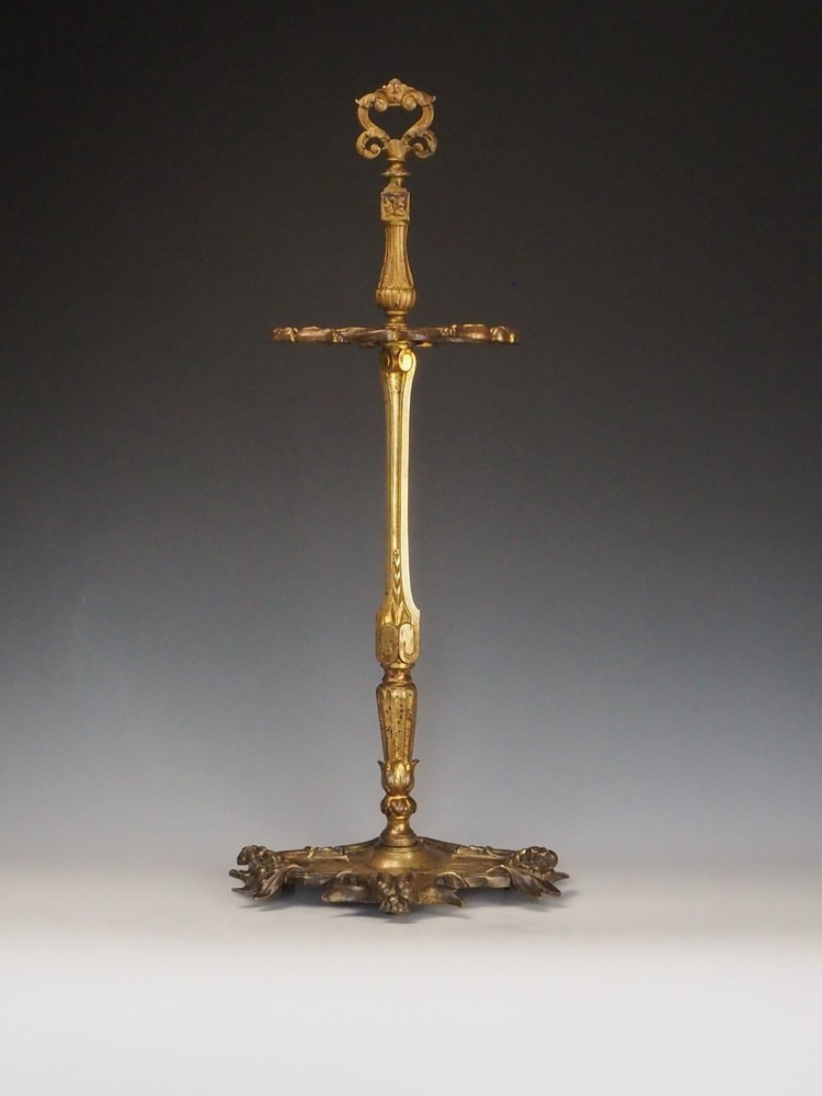 Antique Brass Fireside Tool Stand | Ornate Victorian Hearth Accessory