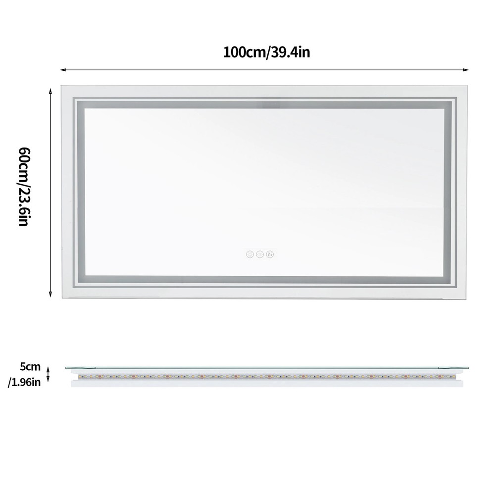 Jumbo-Large Illuminated LED Bathroom Mirror Front and Backlit Light Wall Mounted