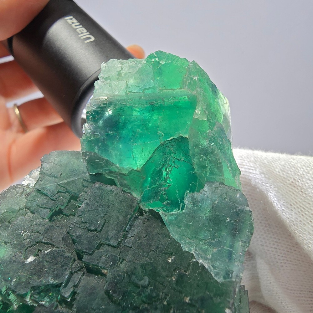 Large Phantom Fluorite Cube Stepped Green Okorusu Namibia 94*58*46mm