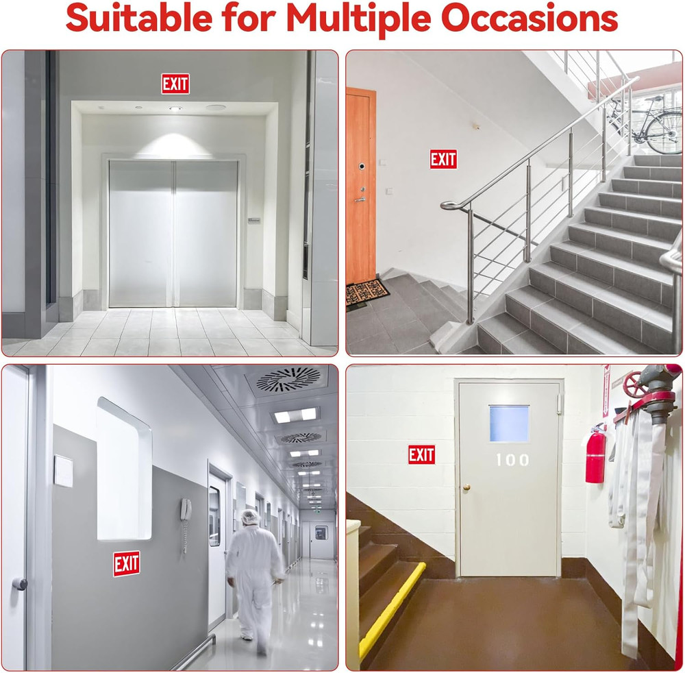 (2 Pack) Exit Signs, Aluminum Exit Sign with Red Background, Exit Sign for Door