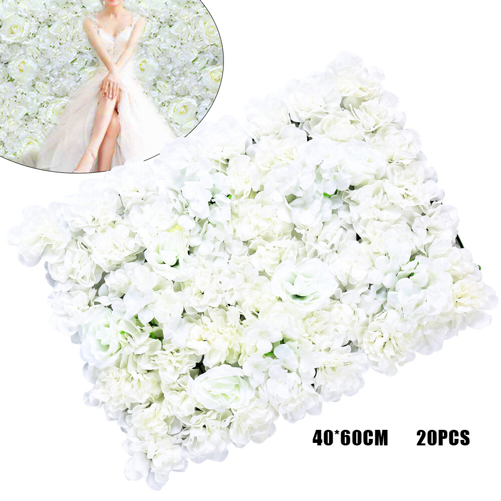 20x Artificial Silk Flower Wall Panel Wedding Party Stage Background Decoration