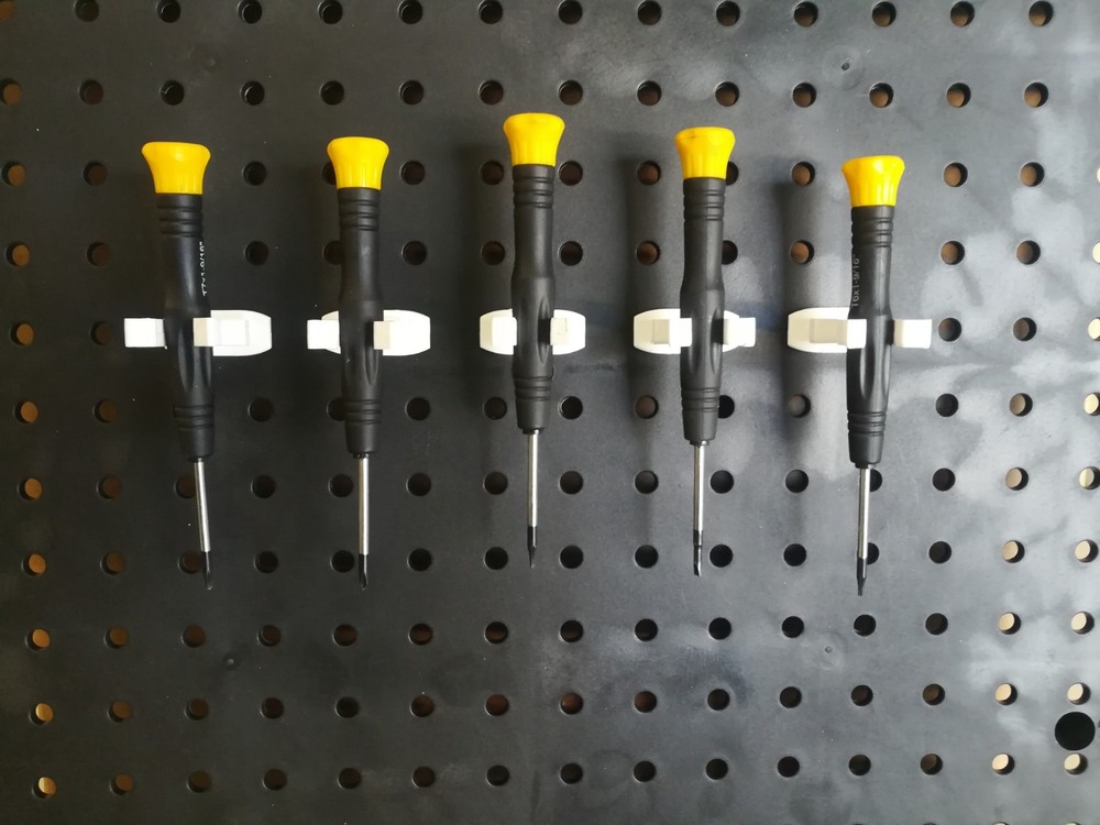 Spring Style Tool Holder White 25-PK Garage Organizer for 1/4 Pegboard Peg Hooks