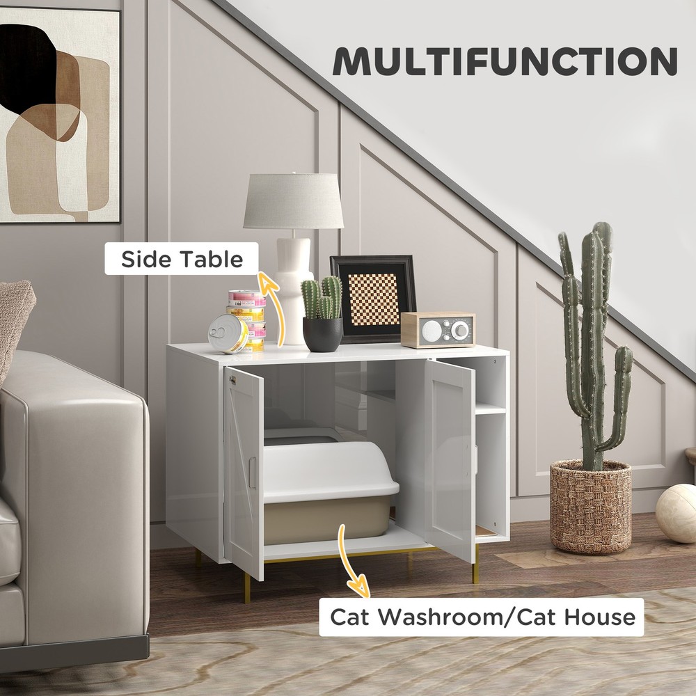 Cat Litter Box Enclosure End Side Table with Scratching Pad