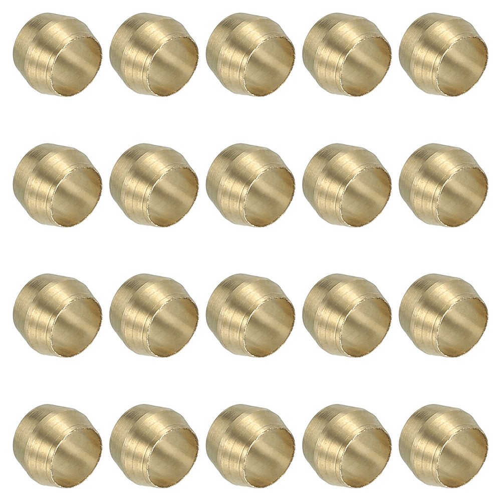 60 Pcs 4mm ID Brass Compression Sleeve Ferrules Brass Compression Fittings