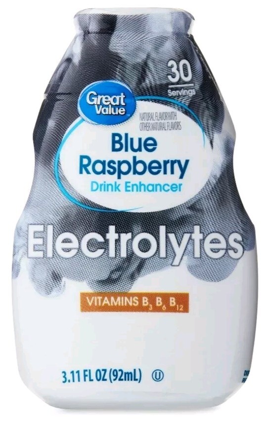 3 Pack Great Value Blue Raspberry Drink Enhancer Mix Electrolytes 90 Servings