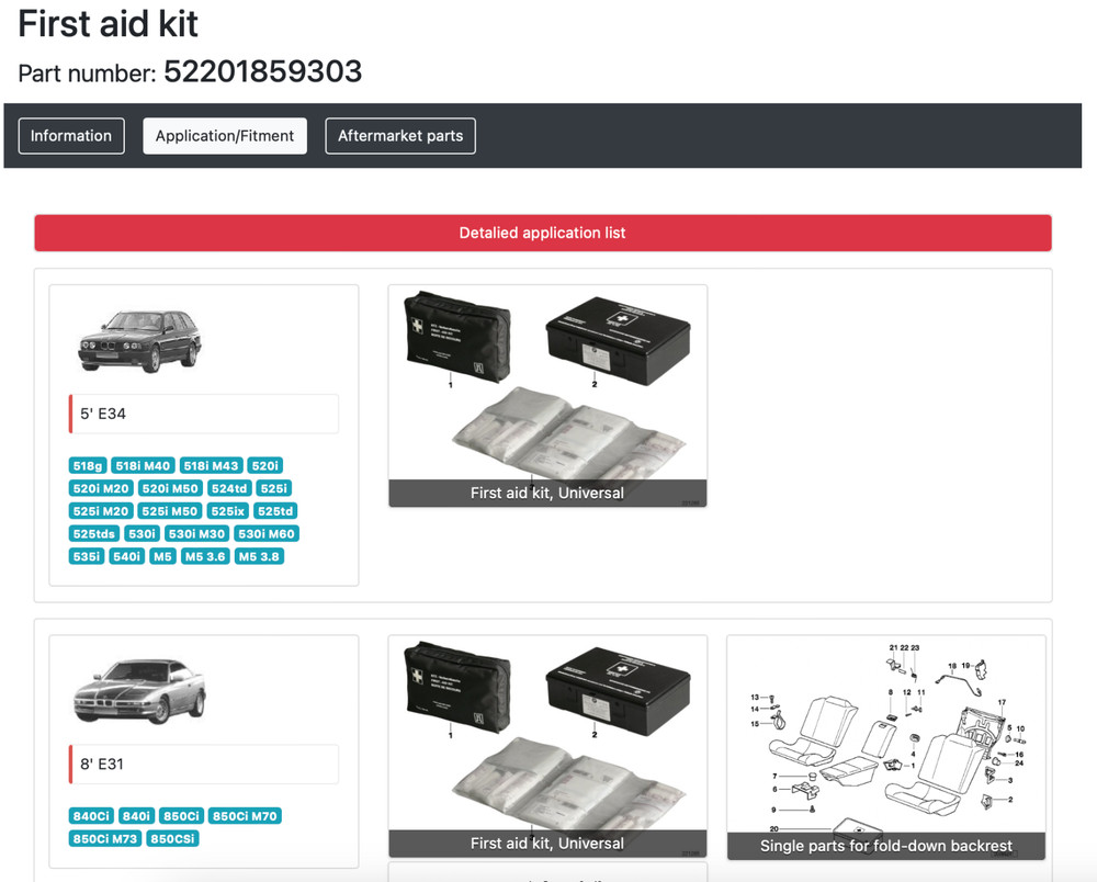 BMW E34 E31 first aid kit box 52201859303 empty