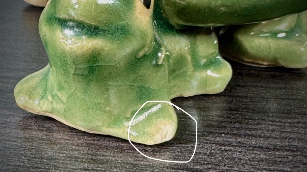 3" Green Frog Footed Bamboo Embossed Ceramic Vase Planter Pot