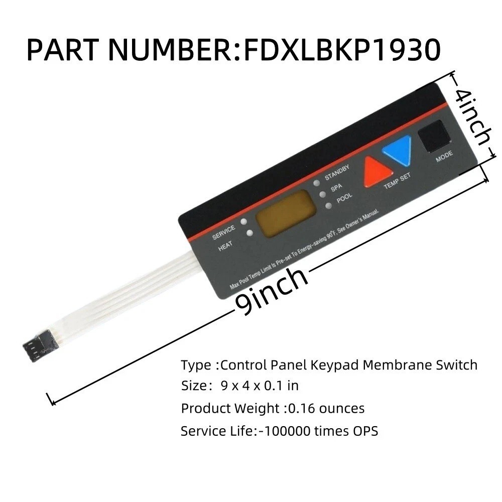 FDXLBKP193 Pool Heater Control Panel keypad Membrane Switch for Hayward D13030