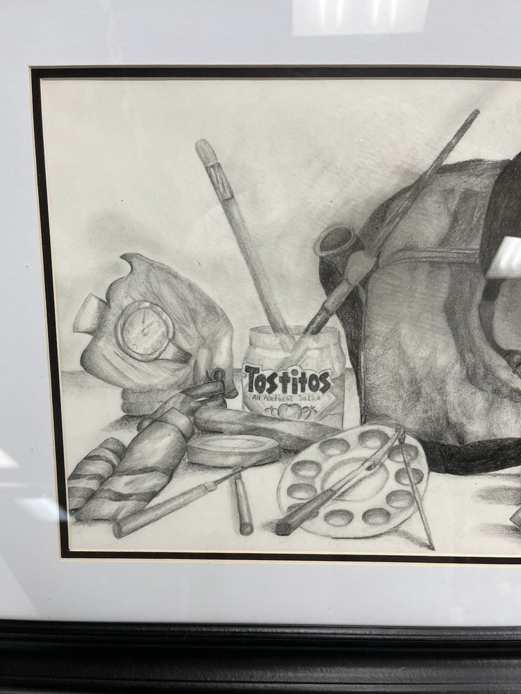 Framed Kyle Lamar 2003 Student Pencil Drawing
