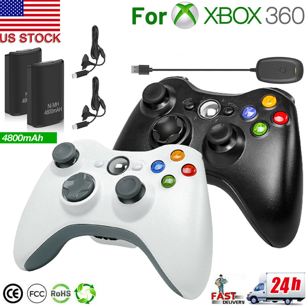 Wireless Wired Controller Gamepad for Microsoft XBOX 360 PC WIN & Battery Pack