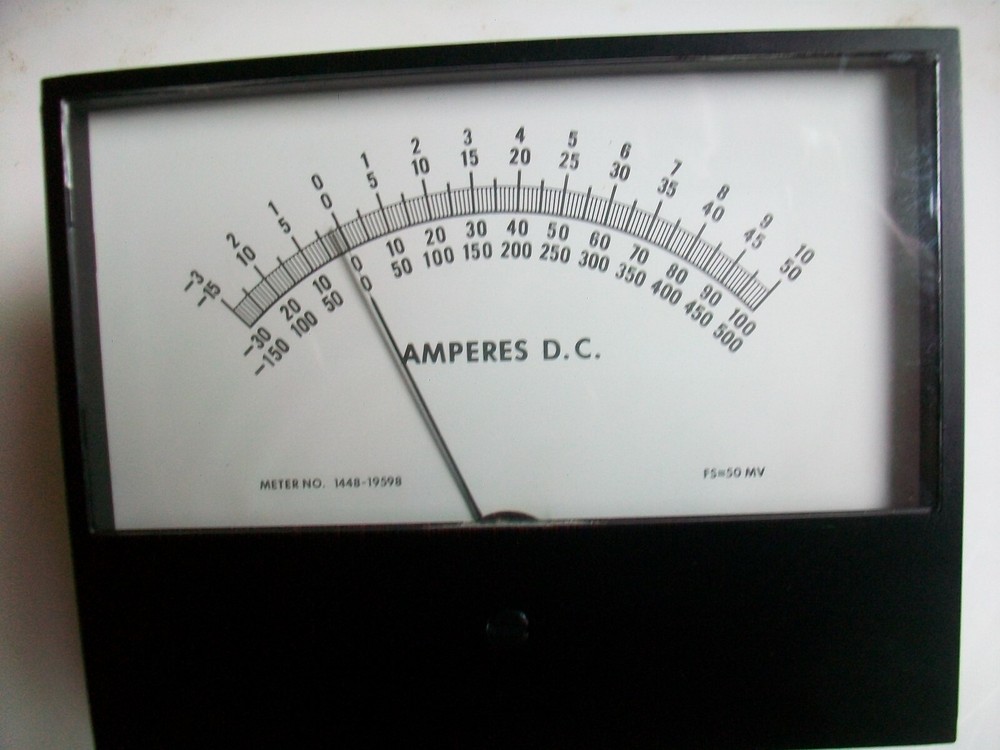 PHAOSTRON LARGE 50 Mv. MULTIPLE SCALE PANEL METER 5 1/2" x 4 1/8"