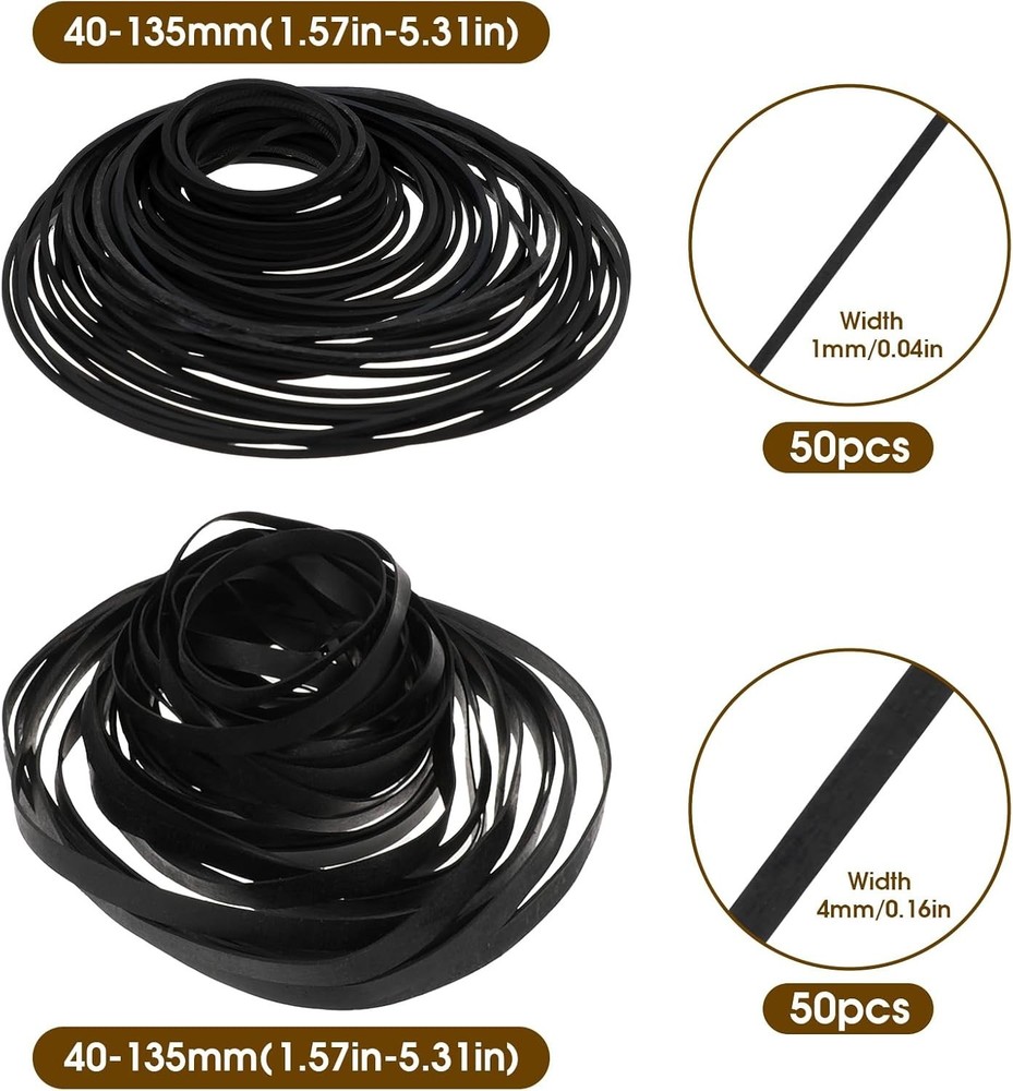 100 Rubber Belts for Cassette Player Repair - Smooth & Reliable Function