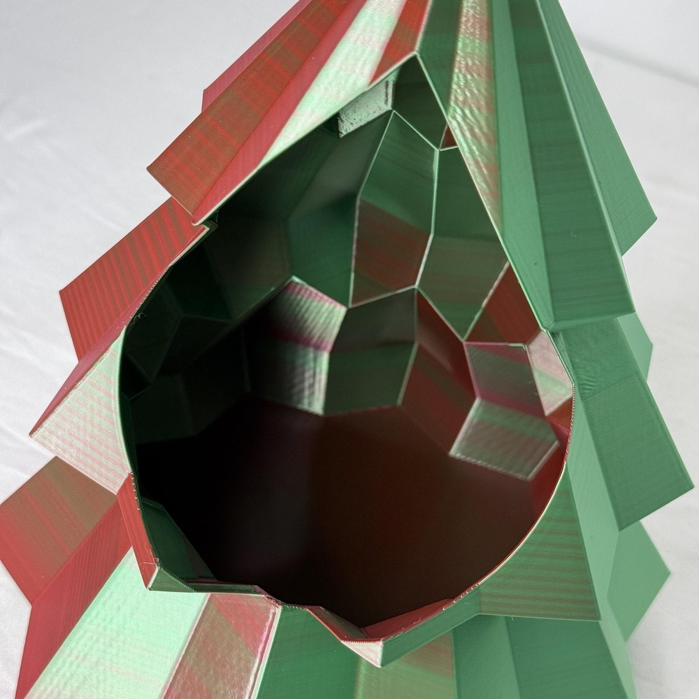 Christmas Tree Candy Dish Holder Red Green Geometric Holiday Decor