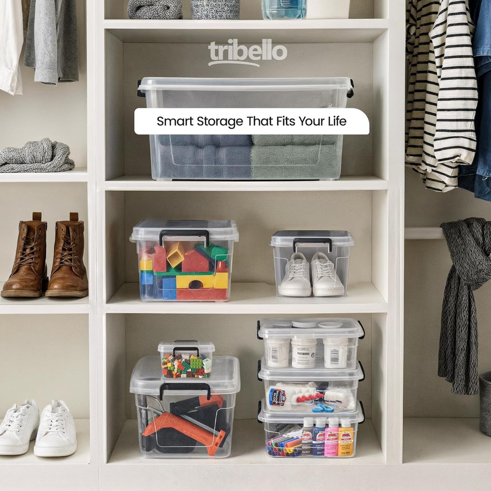 Durable 16 Quart Plastic Storage Bins with Lids - Space-Saving Design - 2 Pack