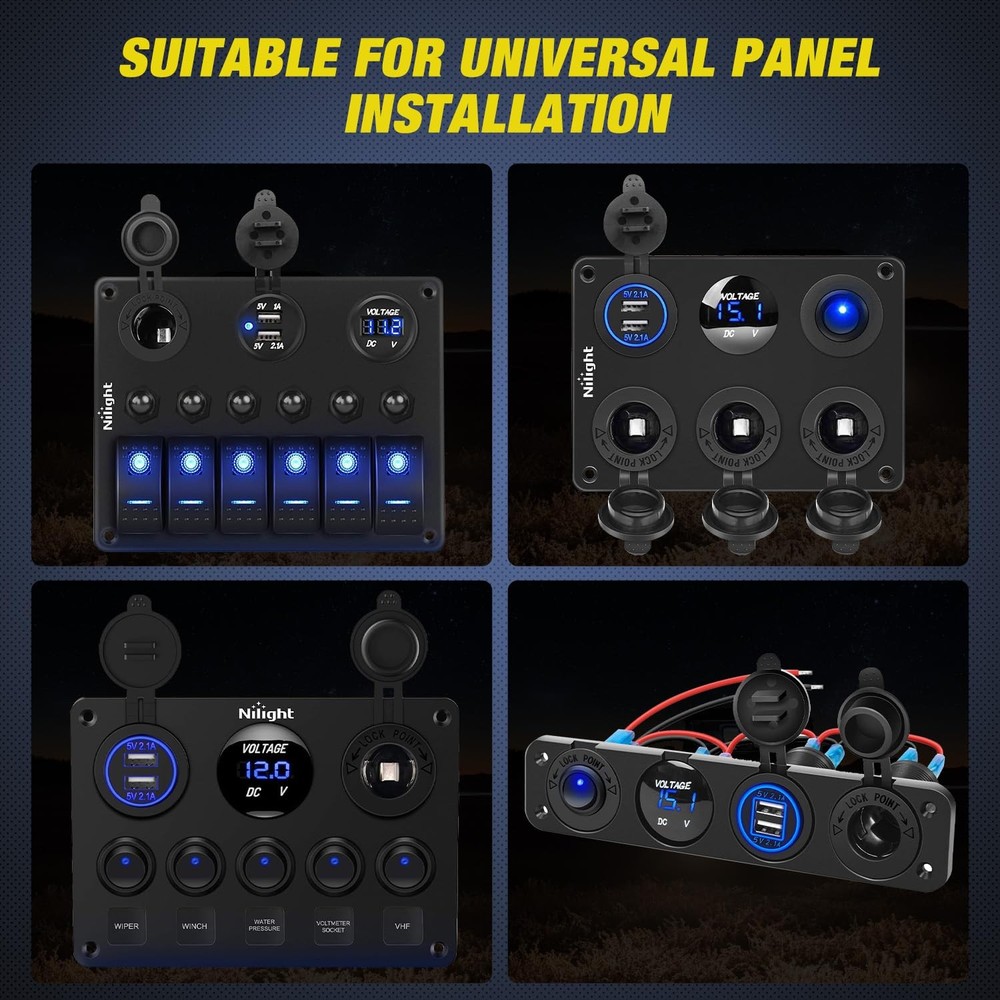 Nilight 12V LED Display Voltmeter with Touch Switch Digital Voltage Gauge Panel