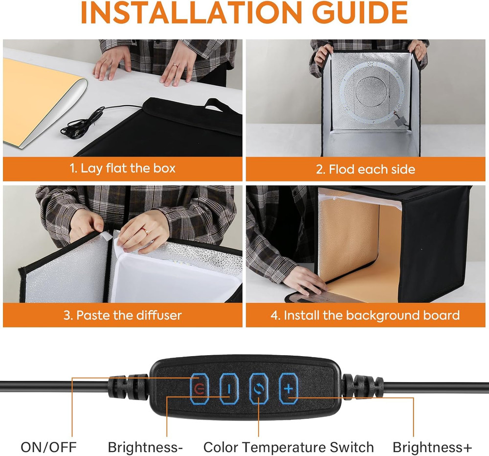 12-Inch Photo Light Box Studio Kit 6 Backdrops