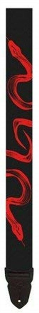 LM Silkscreened Guitar Strap - Red Snake on Black Strap