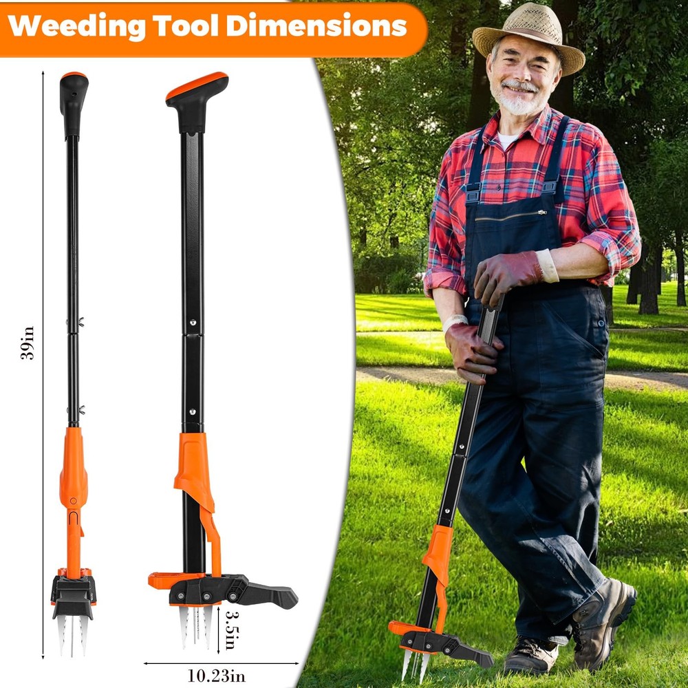 Weed Puller Tool, Stand Up Weed Puller Heavy Duty, Weeding Tool with 39" Ergo...