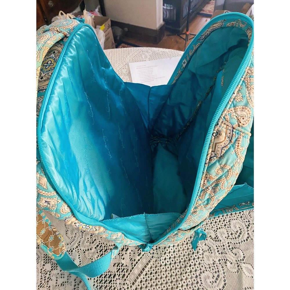 Vera Bradley Quilted Backpack Computer Bag – Teal Medallion Pattern