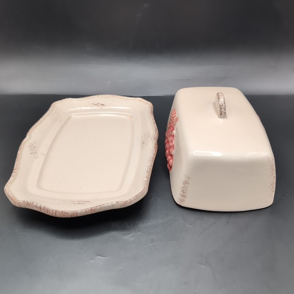 Ceramic Butter Dish by Siléa Beige Grapes