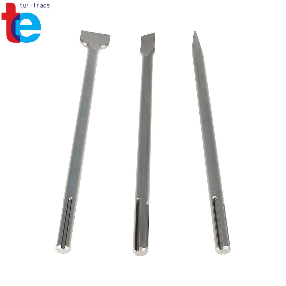 3 Pack 16" SDS Max Bits Set Long-Point Chisel, Scaling Chisel Flat Chisel