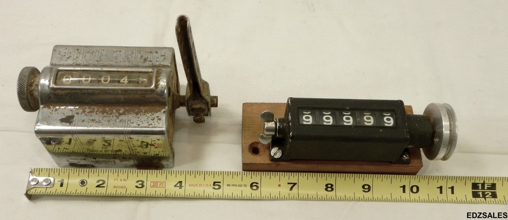 (2) 5 Digit Mechanical Counters - Veeder Root, Silver-King