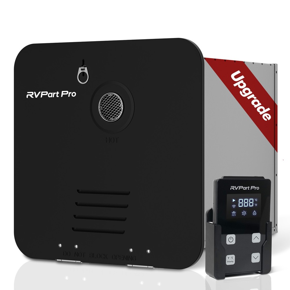 60,000 BTU RV Tankless Water Heater 3.2 GPM Propane Gas 15x15in Black Door