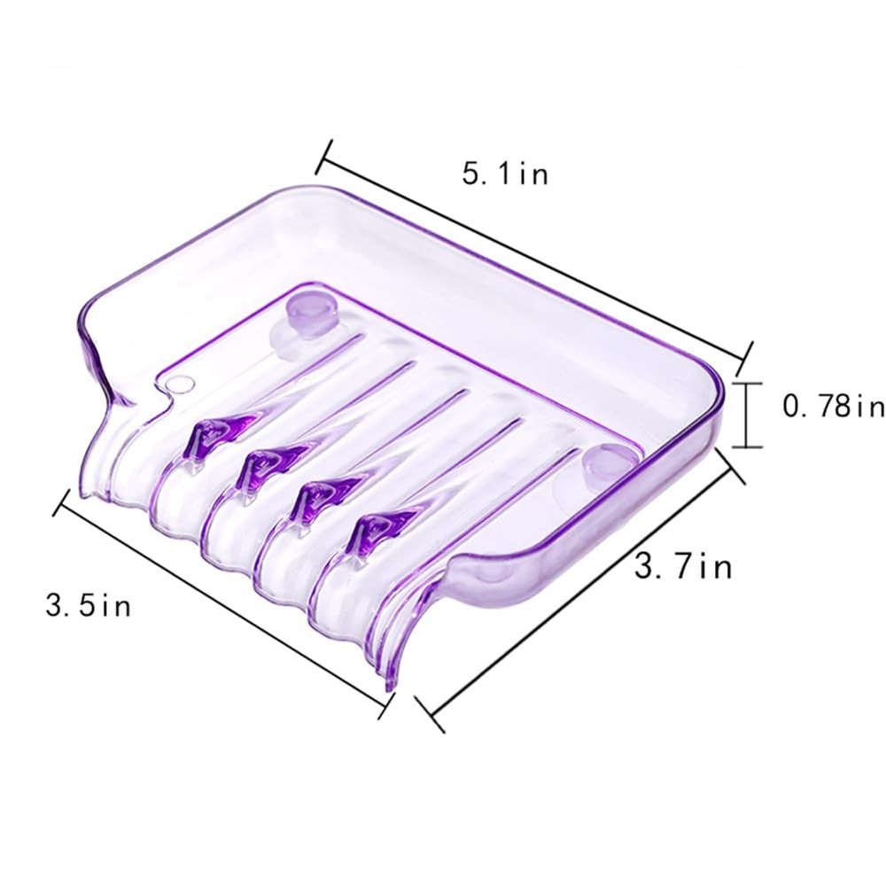 Purple Rectangular Soap Dish, 5.1 x 3.7 Inches, Plastic, Suction Cup, Space-S...