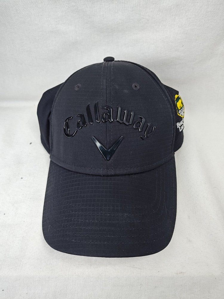 Callaway Golf Hat Logo Baseball Hat Adjustable Hook & Loop Black Shiny Logo